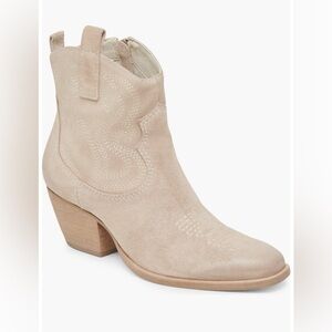 Suede Western Ankle Boot - Cream Women's Shoe
